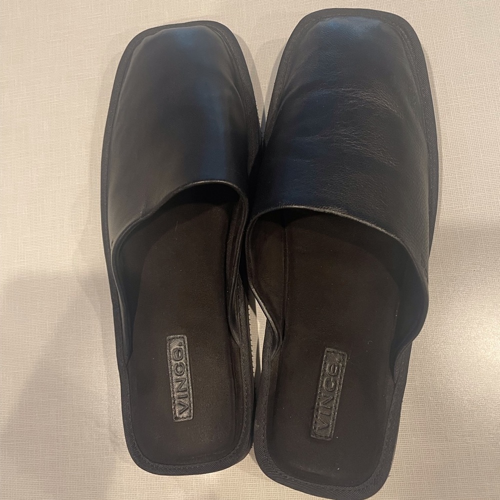 Vince Women’s Larissa Square Toe Mules, Black, Size 7.5